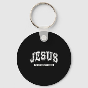 Vintage Jesus The Way The Truth The Life Design  Keychain