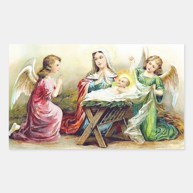 Vintage Jesus With Angels Sticker (Front)