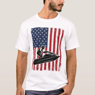 Vintage Jet Ski American Flag Vector Shirt Design_