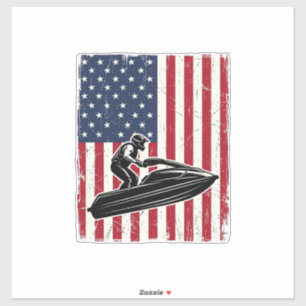 Vintage Jet Ski American Flag Vector Shirt Design_