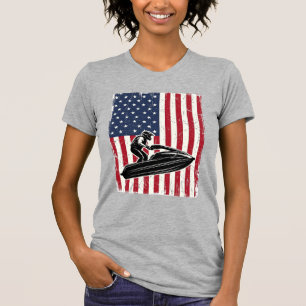 Vintage Jet Ski American Flag Vector Shirt Design_