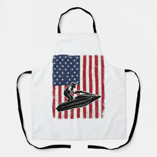 Vintage Jet Ski American Flag Vector Shirt Design_ Apron