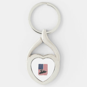 Vintage Jet Ski American Flag Vector Shirt Design_ Keychain