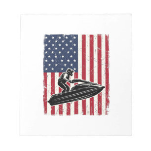 Vintage Jet Ski American Flag Vector Shirt Design_ Notepad