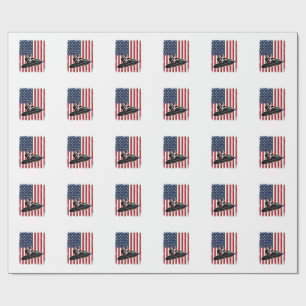 Vintage Jet Ski American Flag Vector Shirt Design_ Wrapping Paper