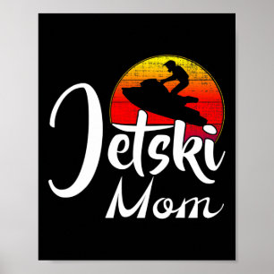 Vintage Jet Ski Mom Retro Sunset Funny Skiing Spor Poster