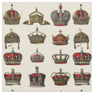 Vintage Jewelled Crowns Pattern Fabric