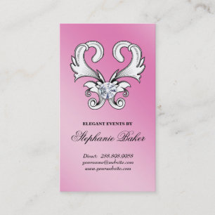 Vintage Jewellery Heart Business Card White Pink