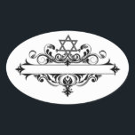 Vintage Jewish Header Oval Sticker<br><div class="desc">Vintage Jewish header stickers.</div>