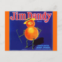 Vintage Jim Dandy Anthropomorphic Orange Postcards