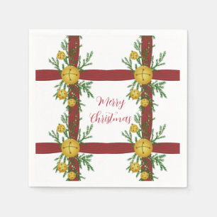 Vintage Jingle Bell Merry Christmas Napkin