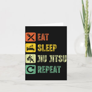 Vintage Jiu Jitsu Brazilian BJJ Eat Sleep Jiu Card