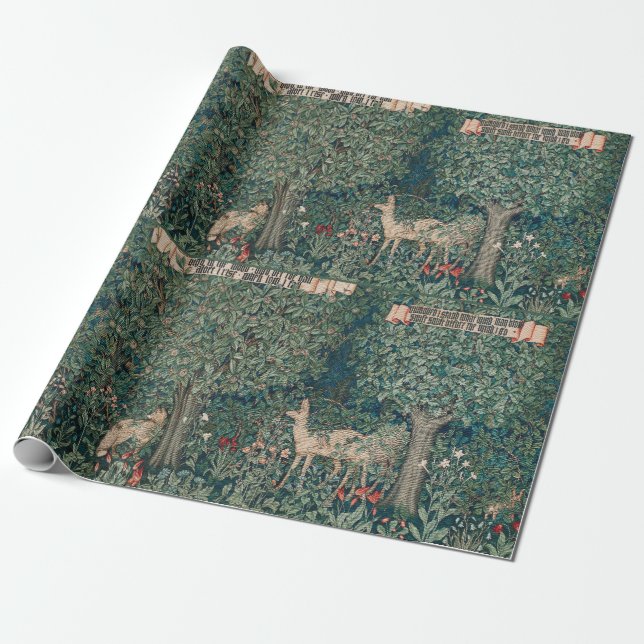 Vintage John Dearle "Greenery" Deer & Fox Wrapping Paper (Unrolled)