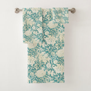 Vintage John Henry Dearle Aqua Floral Pattern Bath Towel Set