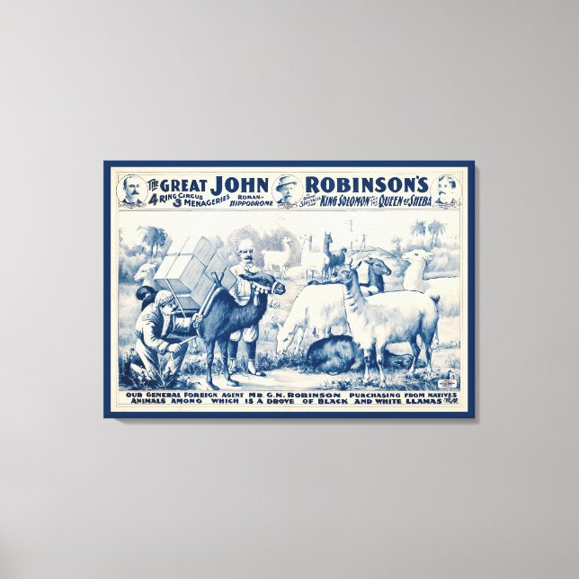 Vintage John Robinson Circus Poster Canvas Print (Front)