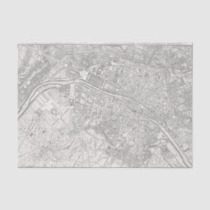 Vintage John Rocque Plan of Paris Map Tissue Paper