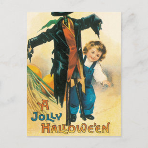 Vintage Jolly Halloween Scarecrow Ellen Clapsaddle Postcard