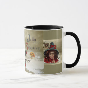 Vintage Jolly Halloween sorcière Ringer Mug