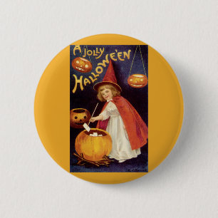 Vintage Jolly Halloween Witch by Ellen Clapsaddle 2 Inch Round Button
