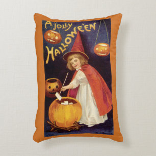 Vintage Jolly Halloween Witch by Ellen Clapsaddle Accent Pillow