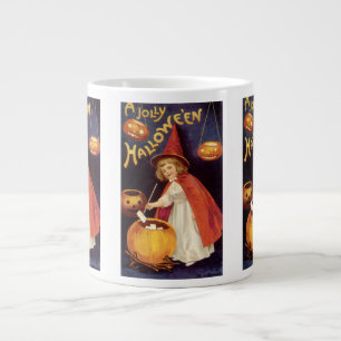 Vintage Jolly Halloween Witch by Ellen Clapsaddle Large Coffee Mug