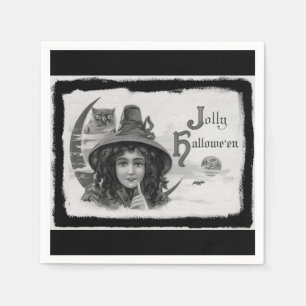 Vintage Jolly Halloween Witch Napkin
