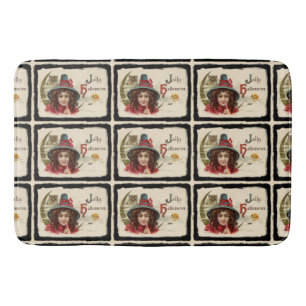 Vintage Jolly Halloween Witch Pattern Bath Mat
