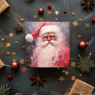 Vintage Jolly Retro Santa Claus Holiday Card