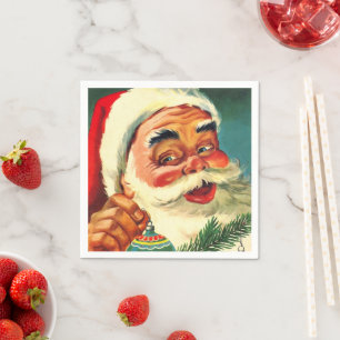 Vintage Jolly Santa Claus Face Napkin
