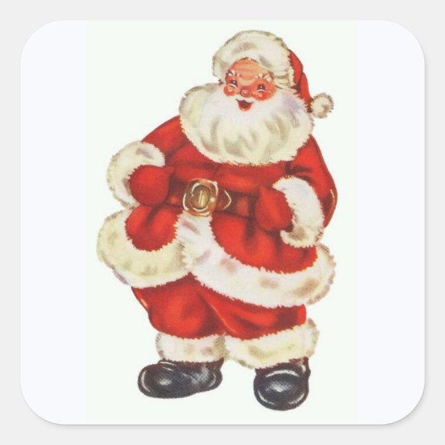 Vintage Jolly Santa Claus Square Sticker (Front)