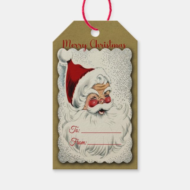 Vintage Jolly Santa Gift Tags (Front)