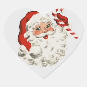 Vintage Jolly Santa Heart Sticker