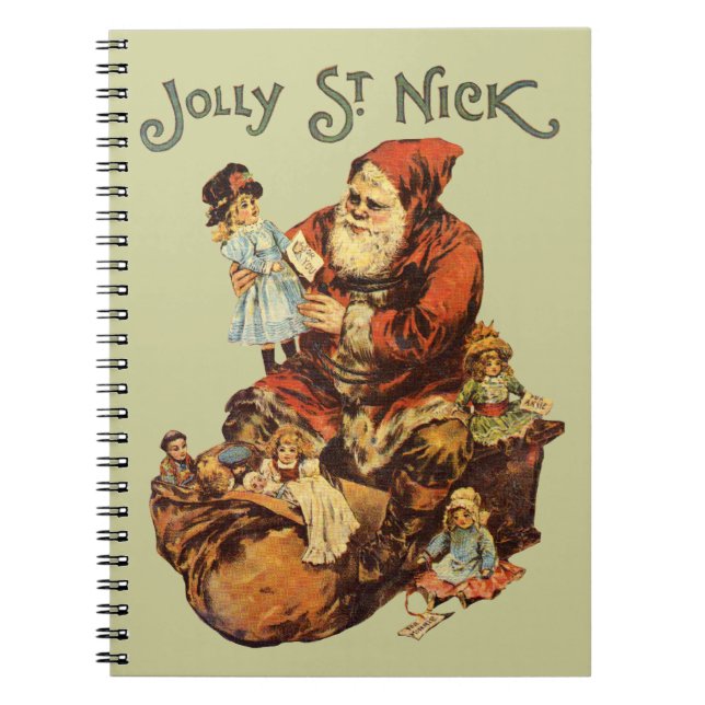 Vintage Jolly St. Nick Art Santa Christmas Notebook (Front)