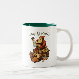 Vintage Jolly St. Nick Two-Tone Coffee Mug