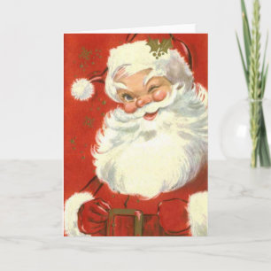 Vintage Jolly Winking Santa Claus Holiday Card