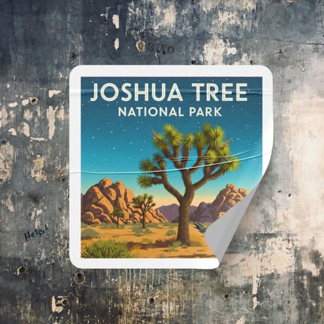 Vintage Joshua Tree National Park Square Sticker (Creator Uploaded)