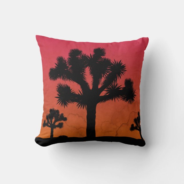 Vintage Joshua Tree Sunset Throw Pillow (Front)