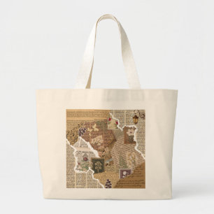 Vintage Journal Collage Aesthetic Jumbo Tote bag