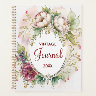 Vintage Journal Diary Calendar Floral Personalized Planner