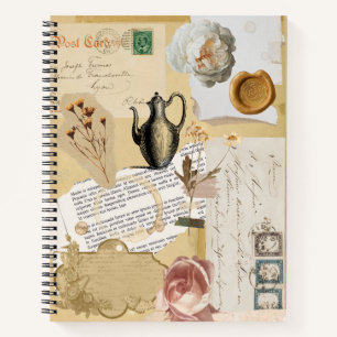 Vintage Journal Stickers Spiral Notebook