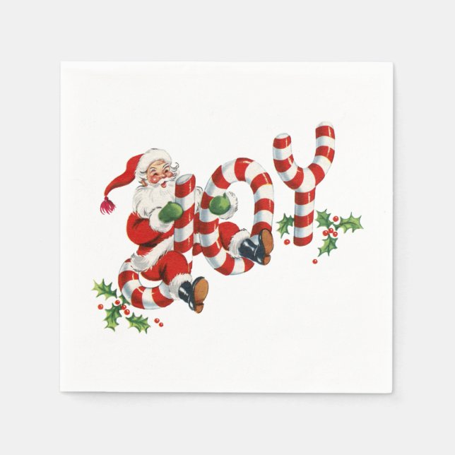 Vintage Joy Santa Napkin (Front)