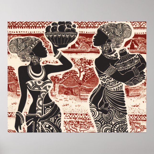 Vintage Joy Tribal African Women Village Poster (Front)