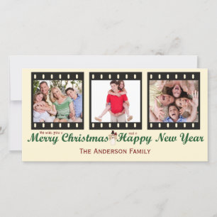 Vintage Joyeux Noël Snowman Carte photo