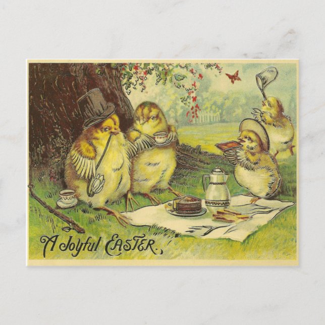 Vintage Joyful Easter Holiday Postcard (Front)