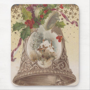 Vintage Joyous Christmas Bell Mouse Pad