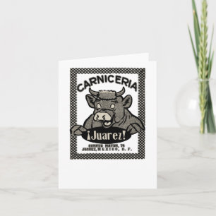 Vintage Juarez Mexico Carniceria Bull Sticker Card