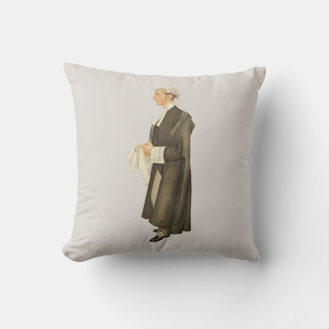 Vintage Judge Spy Print Throw Pillow (Front)