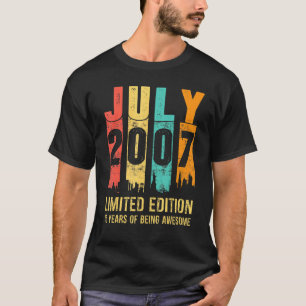 Vintage July 2007 15 Years Old 15th Birthday T-Shirt