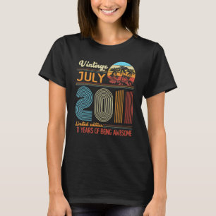 Vintage July 2011 11 Years Old 11th B Day Decorati T-Shirt
