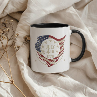 Vintage July 4th 1776 Flag Shield Mug